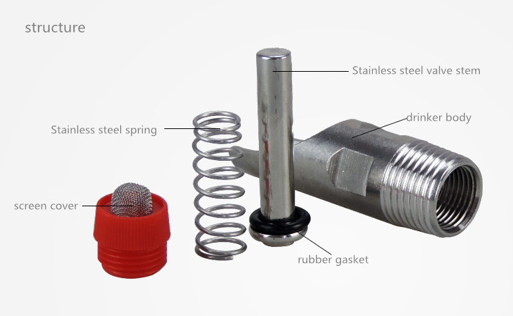 NBR 90 Automatic Nipple Drinker 63.5mm Stainless Steel Nipple Drinker