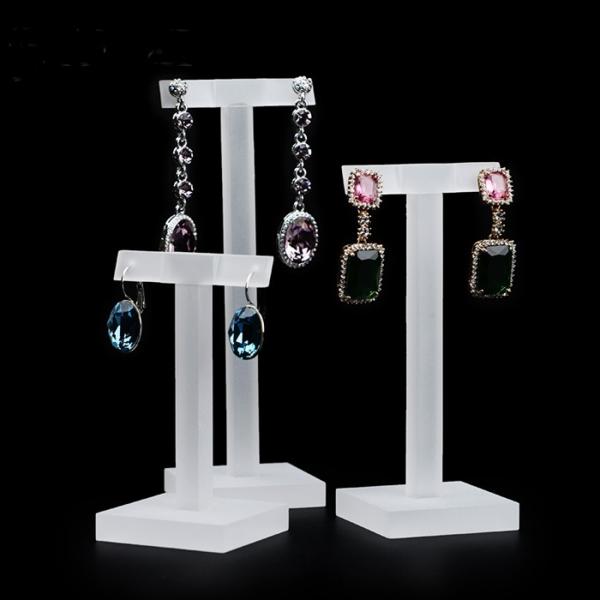 Quality Matte Color Acrylic Earring Display Stands Plexiglass Exhibition Prop With Square Basement for sale