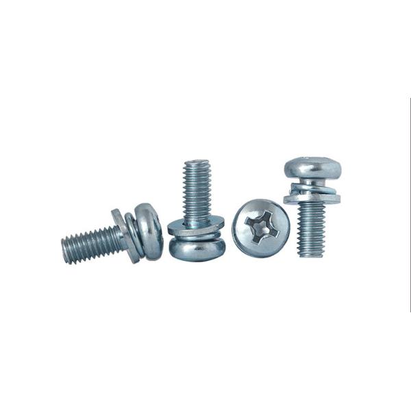 Zinc Plated Steel Pan Head SEMS Screws Pan Head Screws With Flat Washer And Spring Washer