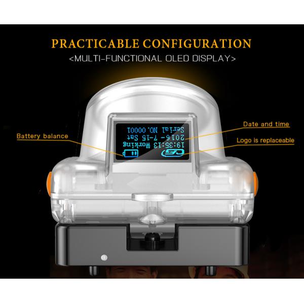 6600mAh Li-ion Cordless LED Mining Cap Lamp with OLED Display