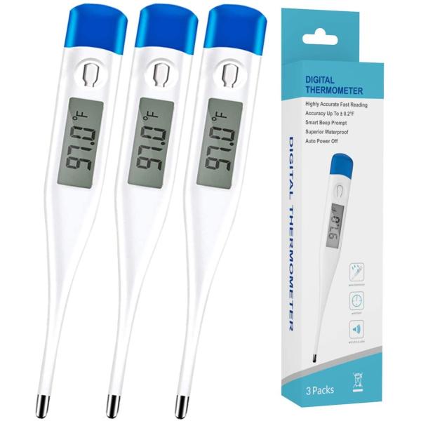 Medical Digital Thermometer with Fever Indicator and Memory Recall