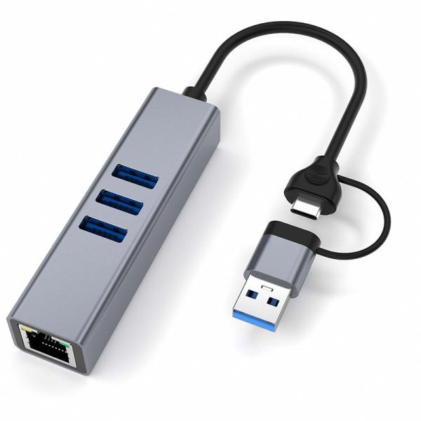 Quality USB Type C LAN Adapter 6-in-2 USB C Hub with 3 USB 3.0 Ports and RJ45 Gigabit LAN Interface for sale