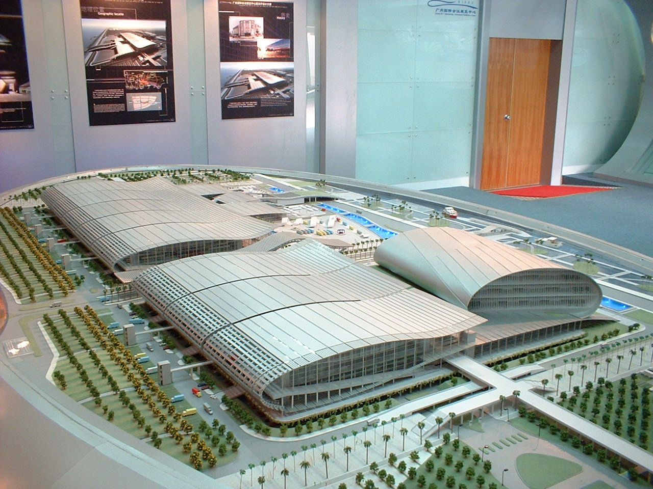 Architectural Model of Modern Exhibition Center – Precision Scale Model with Detailed Landscaping