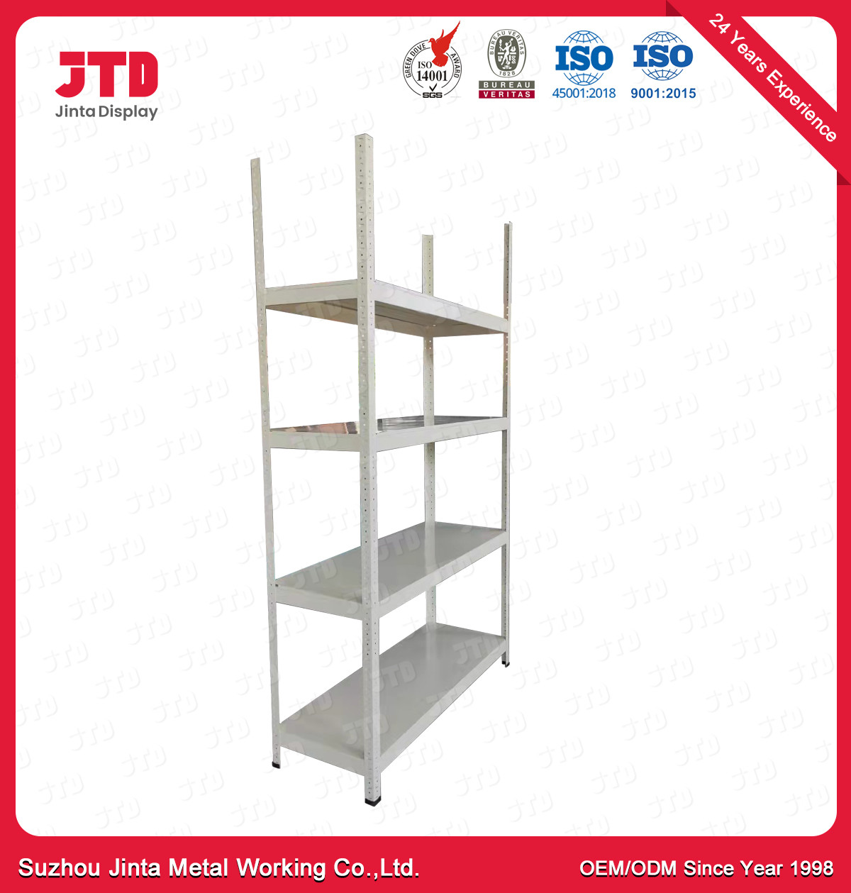 Buy cheap 450mm 1200mm Boltless Metal Shelving ODM 4 Tier Industrial Shelf product