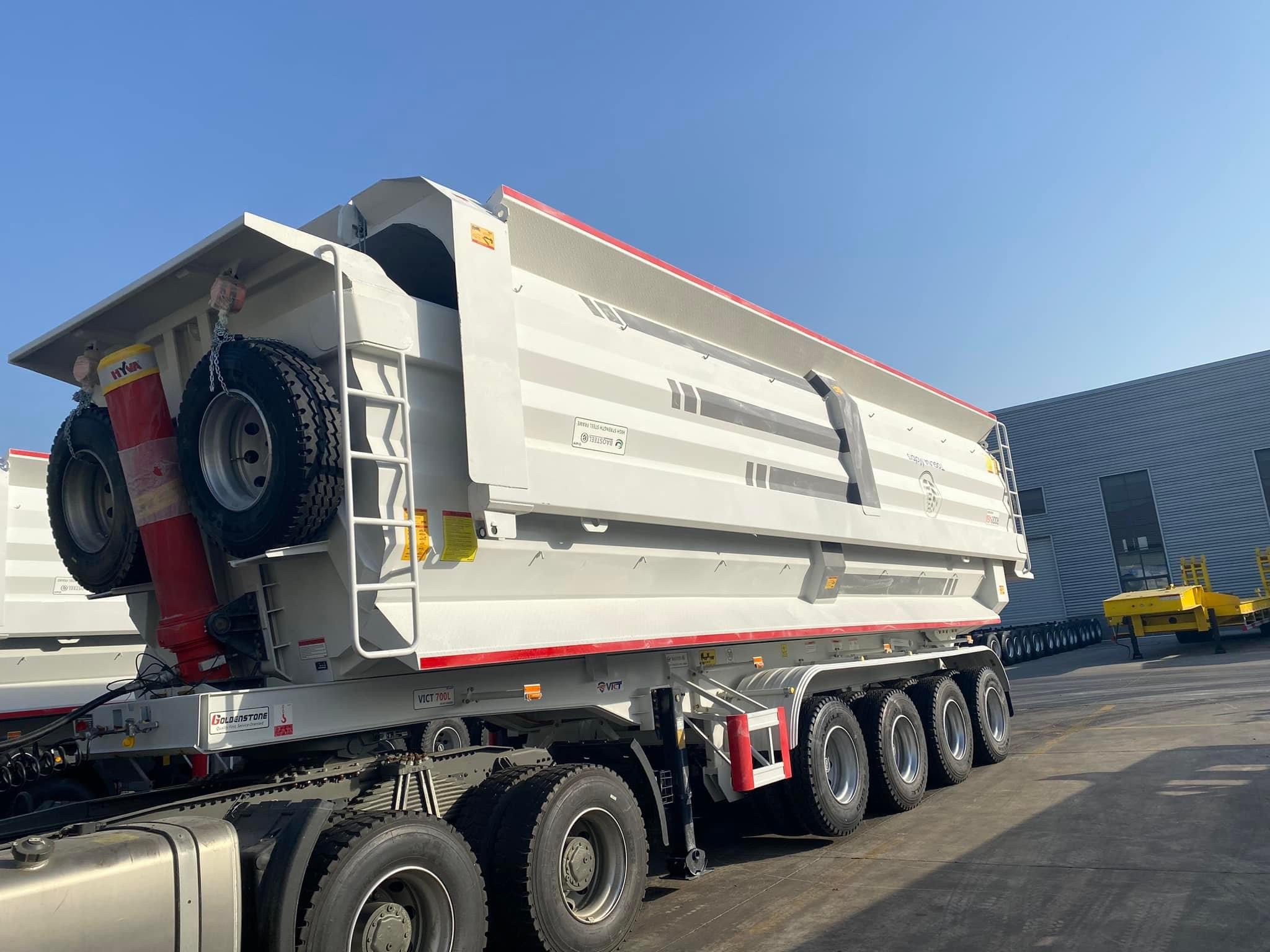 3/4 Axles 45 Cubic Meters 70 Ton Tipper Dump Truck , Hydraulic Dump Trailer In China