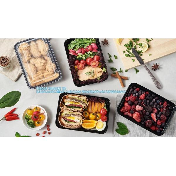 28 Oz 1 Compartment Black Rectangular Reusable To Go Lunch Prepping Boxes BPA-Free Microwavable Freezer Dishwasher