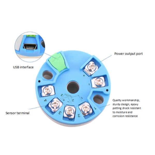 Blue RTD Temperature Transmitter Sensor PT100 Polypropylene 0.5V 4.5V