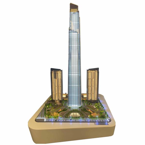 Custom High Precision Architectural Scale Model Modern Commercial Tower Display