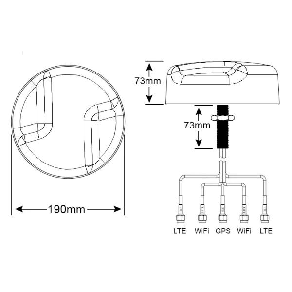 Car mobile Trailer Truck Caravan communication antena LTE Wifi GPS Combo antenna Screw Mount Combination Vehicle Antenn