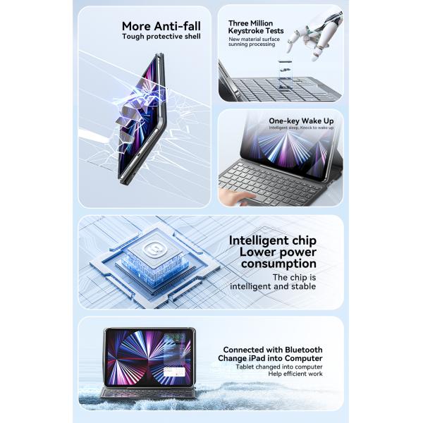 ESSAGER Bluetooth Wireless Magnetic Tablet Keyboard Case For Ipad 10 ES-JP03