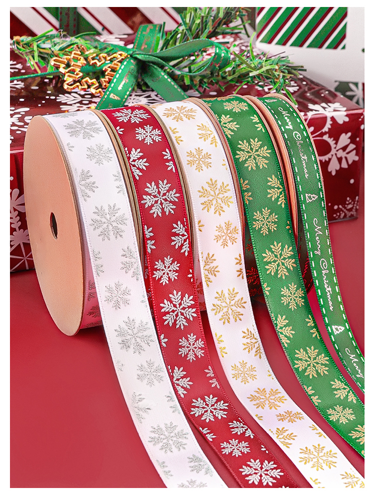 Custom gold foil printed gift polyester satin ribbon with logo