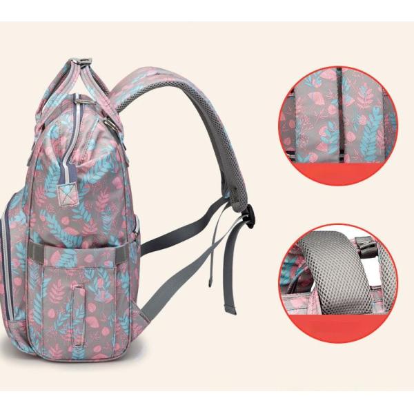 FashionTravel Backpack Baby Large Capacity Mommy Diaper Bag Designer Nursing Bag floral insulated mummy Bag With Stroller Strap