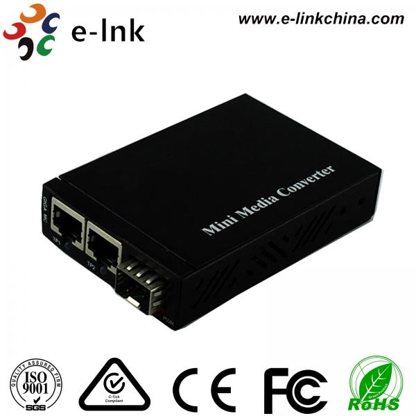 Quality Mini 2x  SFP Slot Gigabit Fiber Ethernet Media Converter 10/100/1000Base-T RJ45 to 1x 1000Base-X for sale