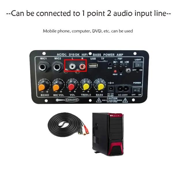 Amplifier Board Audio Module 40W Bluetooth 5.0 Dual Microphone Input for Subwoofer and Car Audio