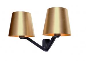 China Double Base Hanging Bedside Lights , Brushed Metal Brass Swing Arm Wall Lamp on sale