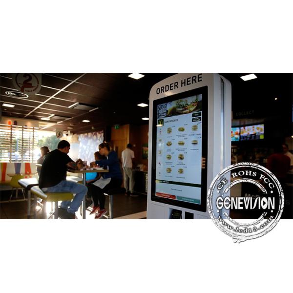 Floor Standing Touch Screen Kiosk Order Machine , Fast Food Store Dish Order Self Service Kiosk