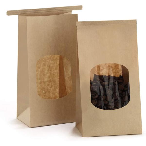 Biodegradable Kraft Paper Packaging Bag Gravure Printing With Flat Bottom