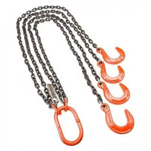 China Load Lifting Chain Sling 4 Legs Black Towing Tie Chains Rigging for Heavy Loads on sale