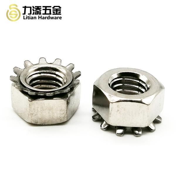 Galvanized Nut With Lock Washer , SUS304 M6 Nylon Lock Nut Kep Nut