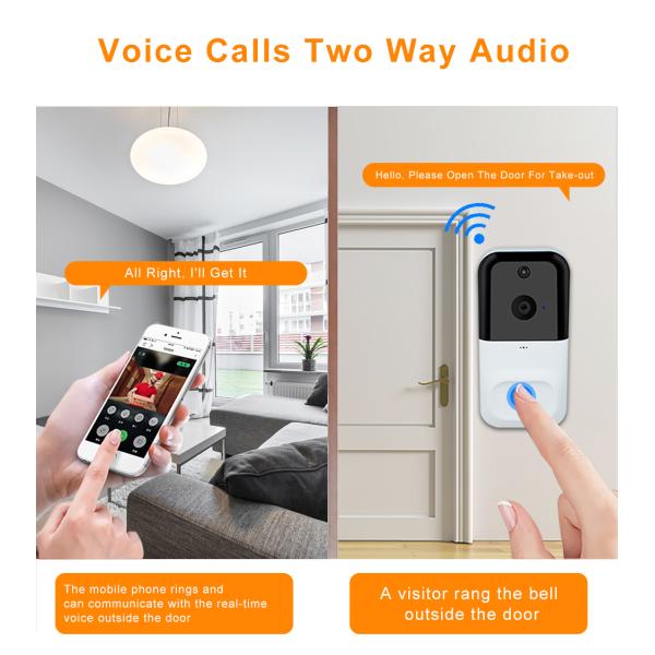 High Sensitivity 128G Smart Video Doorbell Tuya Chime 3 To 5 Meter PIR