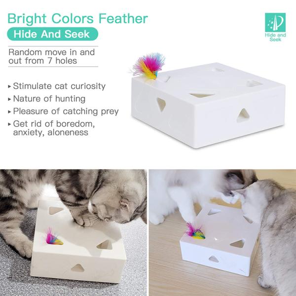 2024 Rechargeable Cat Toy Training Interactive Electric Intelligent Cat Maze Boxs Feather Box Toy with Automatic Function