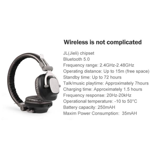 250mah Wired Bluetooth Headsets With Mic