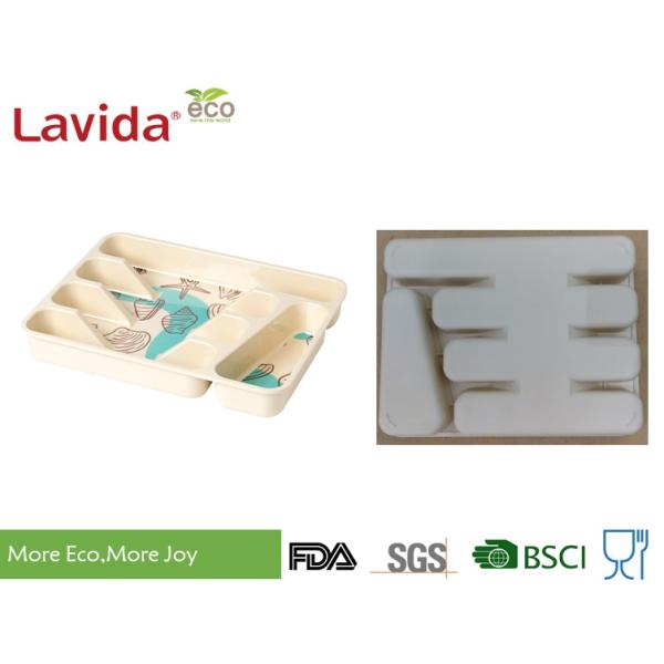 Customized Printing Ocean style Bamboo Fiber Tray Melamine Flatware Tray Bamboo Kitchen tool case Wooden Utensil case
