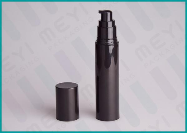 Quality 50ml Black PP Airless Cosmetic Bottles Round Shape With Double Layers Design for sale