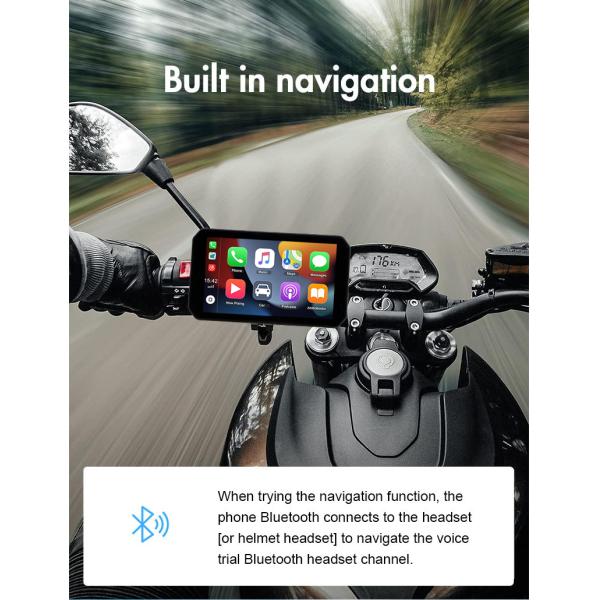 IP67 Waterproof 5 Inch IPS Screen Motorcycle GPS Navigation for CarPlay / Android Auto