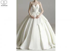 China Cream Satin Beautiful Ball Gown Wedding Dress Strapless Big Bow Pleating on sale