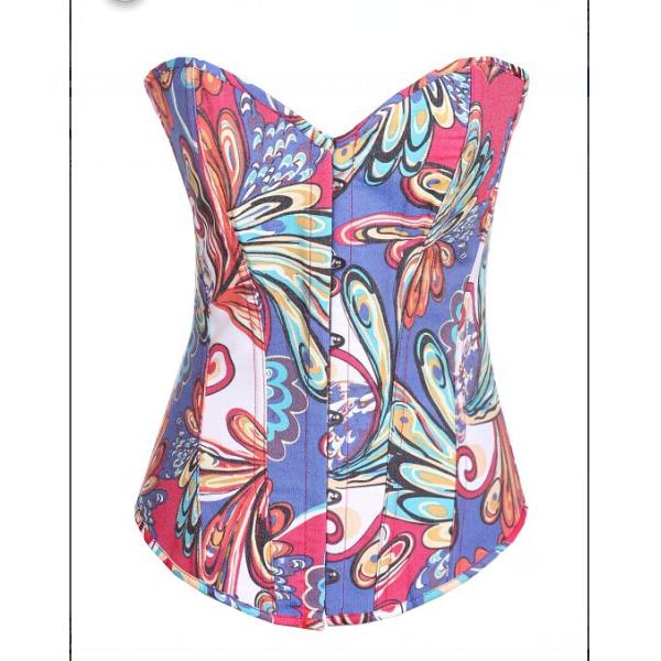 Chinese style floral bustier corset