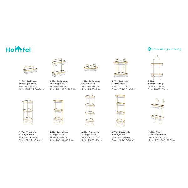 Storage 3 Tiers Standing Type Bathroom Rack Shower Caddy with Stainless Steel Organizer