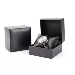 Buy cheap PU leather Custom Watch Box Packaging black Stripe Elegant product