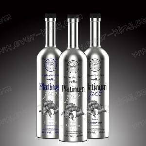 China Vodka Screwed Round Shape Glass Bottle Electroplated Sliver 500ml on sale