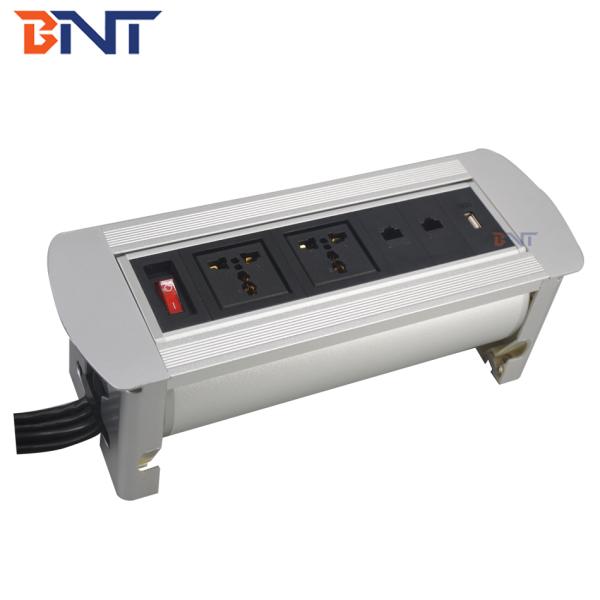 flip up desktop sliding electric socket with network ,usb