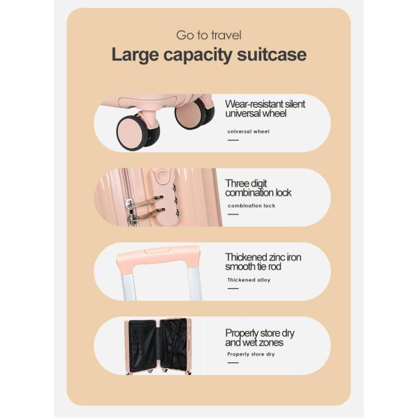 ABS+PVC Multi-Function Cup Holder Suitcase 20/24/28inch Travel Suitcases in Spinner Wheeled Luggage Set 20” Carry-On Trolley Luggage Bag Travel Case