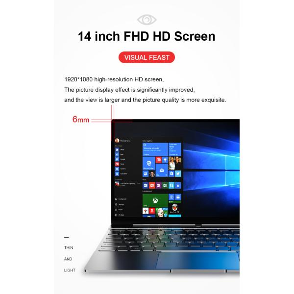 14.1inch Notebook Ram 12gb Ssd 24gb Laptop Mini Computer For School Home