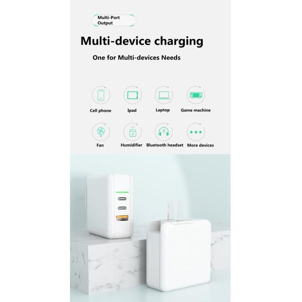 White Smartphone Notebook Quick Charging GAN Charger