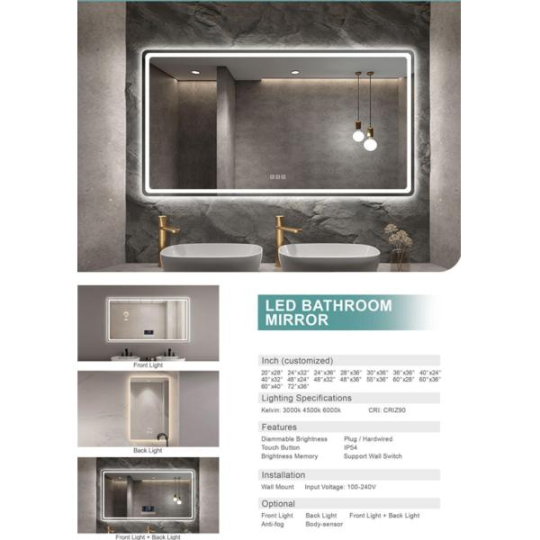 LED Bathroom Smart Mirror Illuminated Square Inteligente Fogless Shower Mirror