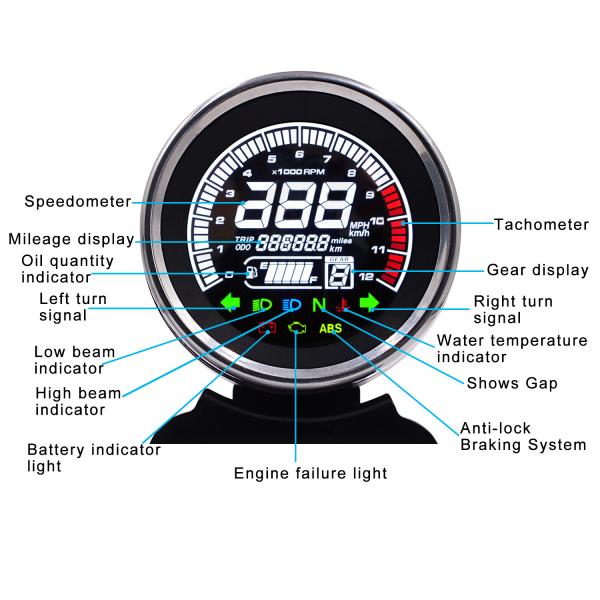 ODM Multifunction 12V Universal Motorcycle Lcd Digital Speedometer
