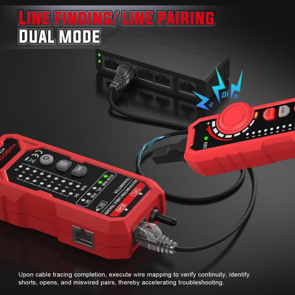 HABOTEST 801A/B Precision Professional Network Cable Tester - RJ45 Ethernet LAN Tester for Cat5, Cat5e, Cat6, Cat6a Cable Diagnostics, Wire Mapping, and Fault Detection