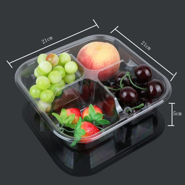Fruit Packaging 5cm Disposable Plastic Food Box With Divider