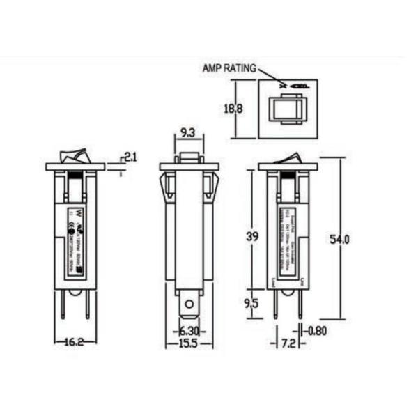 Grey 0.25A-20A Electronic Trip Circuit Breaker 50VDC Over Current Protection
