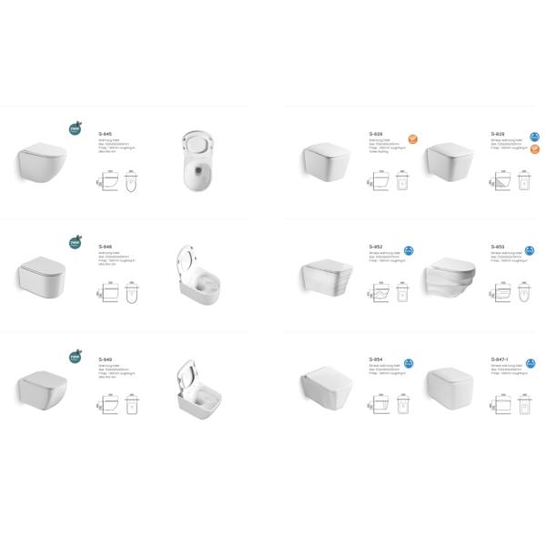 White Color Round Thin Rim Wall Hung Toilet Antibacterial For Woman Friendly