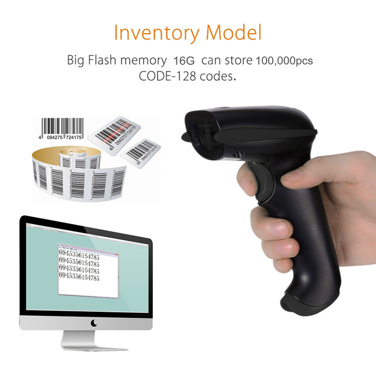 Laser Handheld 1D Barcode Scanner Reader 2.4G Wireless YHD-5700LW