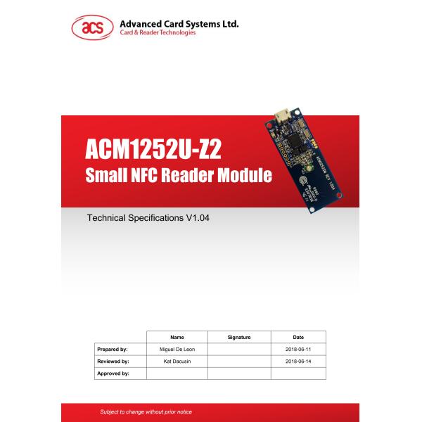 ACM1252u-Z2 USB NFC Reader Module 20mm×22mm Antenna Size 3.65g Weight