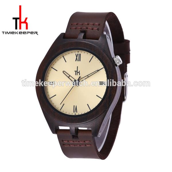 Made out of Red sandal wood 100% nature wooden case with custom dial leather watch strap