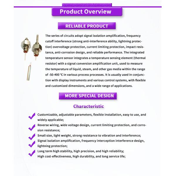 Small Volume UBW100Y Water Proof Temperature Transmitter Sensor Range 50-400 C