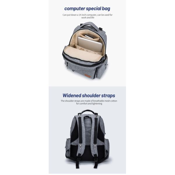Maternity Diaper Bag Backpack With USB Interface 11.4*7.5*17.7inch