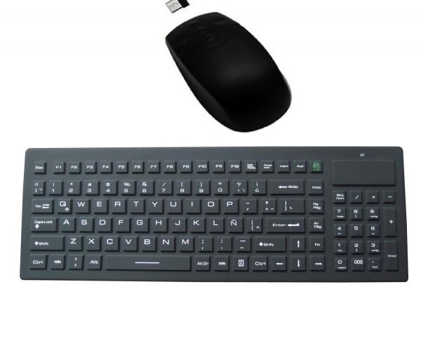 Quality Cordless clean silicone rubber keyboard mouse combo set with Spanish letter N for sale